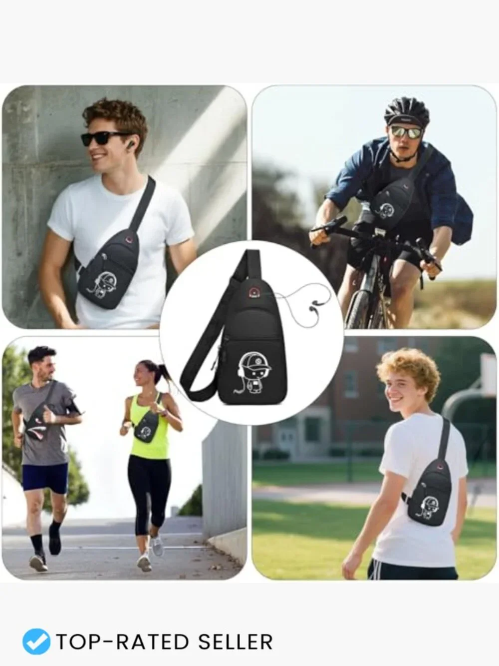 Crossbody Sling Bag for Men Travel Sports Running Hiking Shoulder Bag Small